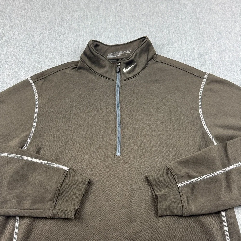 Nike Golf Therma Fit Sweatshirt Mens Small Brown Fleece Pullover 1/2 Zip‎ Active